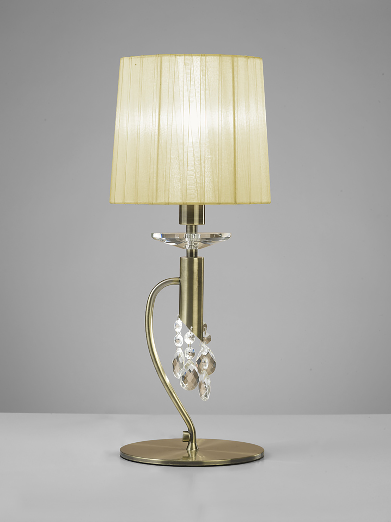 Tiffany Antique Brass-Cream Crystal Table Lamps Mantra Shaded Table Lamps